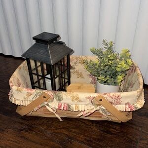 Large Gorgeous Floral Fabric Lined Basket by by Peterboro Basket Company